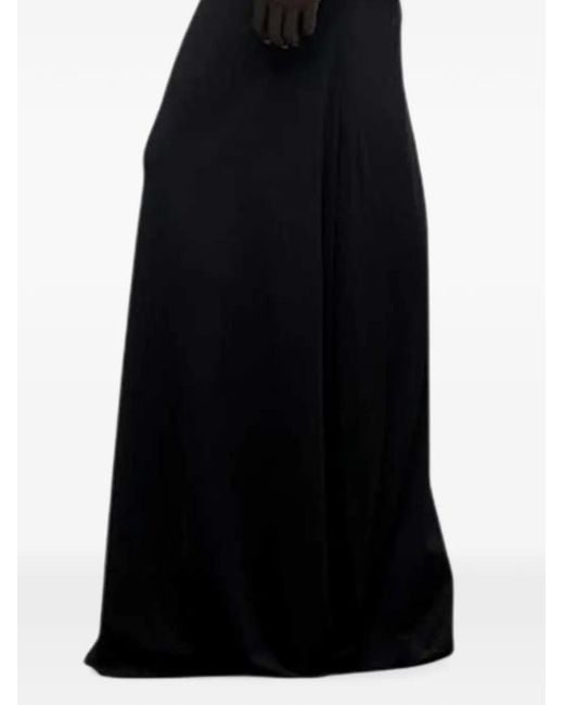 Victoria Beckham Blue Fluid Stretch Jersey Long-Sleeved Gathered Maxi Dress