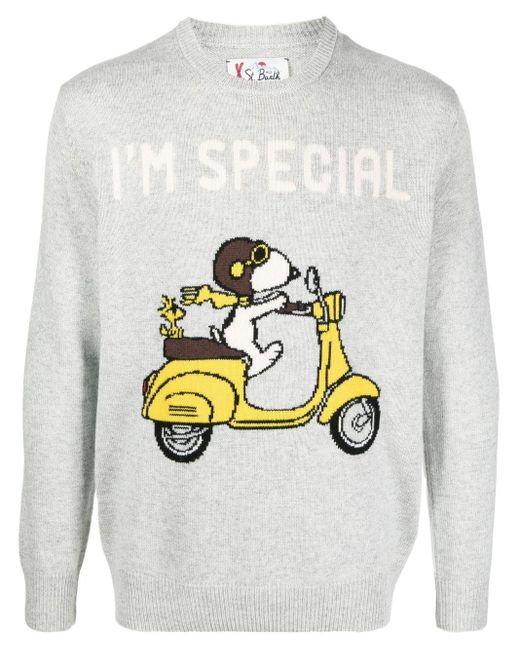 Mc2 saint barth x snoopy i m special jacquard pullover in grau f r
