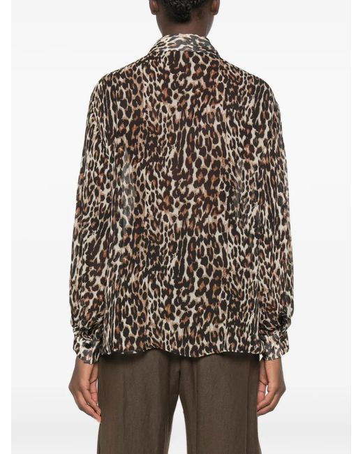 Imperial Brown Leopard-Print Button-Down Shirt