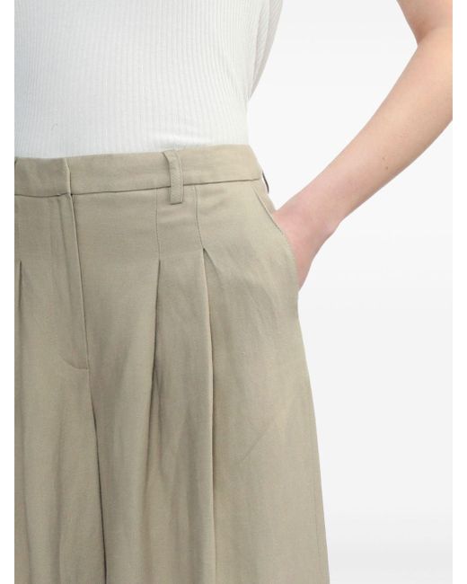 Herskind Natural Pleated Cropped Trousers