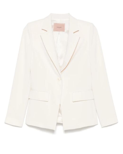 Twinset Blazer Met Enkele Rij Knopen in het White