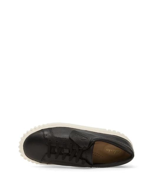 Clarks White Mayhill Walk Platform Leather Sneakers