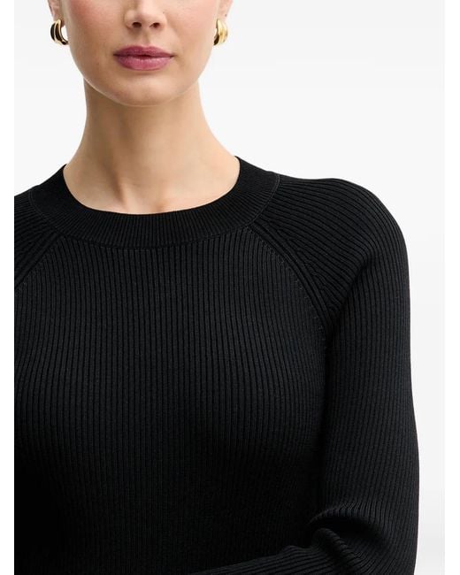 ARMANI EXCHANGE Black Ribbed Round-Neck Top
