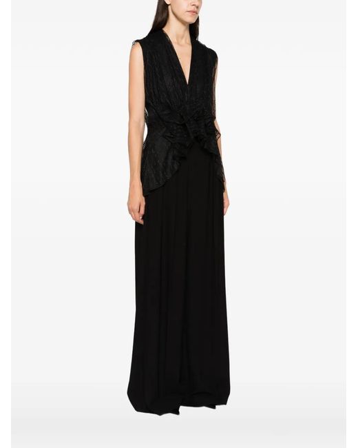 Alberta Ferretti Black Ruffled-Hem Top