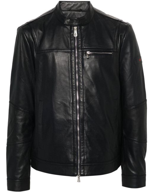 Peuterey Black Trearie Leather Jacket for men