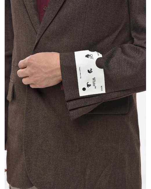 Off-White c/o Virgil Abloh Gray Wool-Twill Blazer With Flap Pockets for men