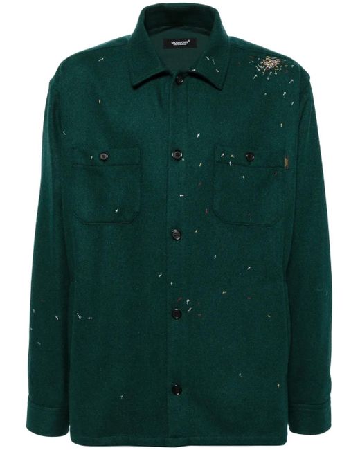 Undercover Green Cross Embroidery Long-Sleeves Shirt for men