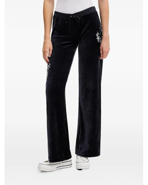 Drawstring-fastening embellished track pants Juicy Couture de color Black