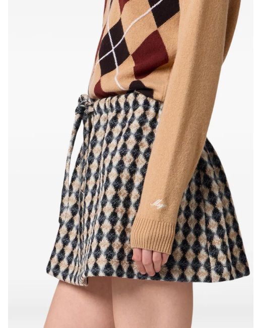 MSGM Pink Argyle-Pattern Polo-Collar Sweater