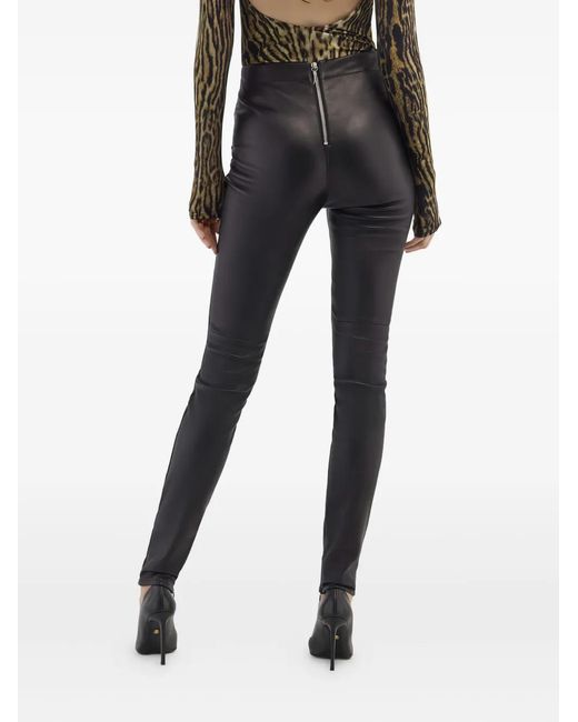 Roberto Cavalli Blue Leather Trousers