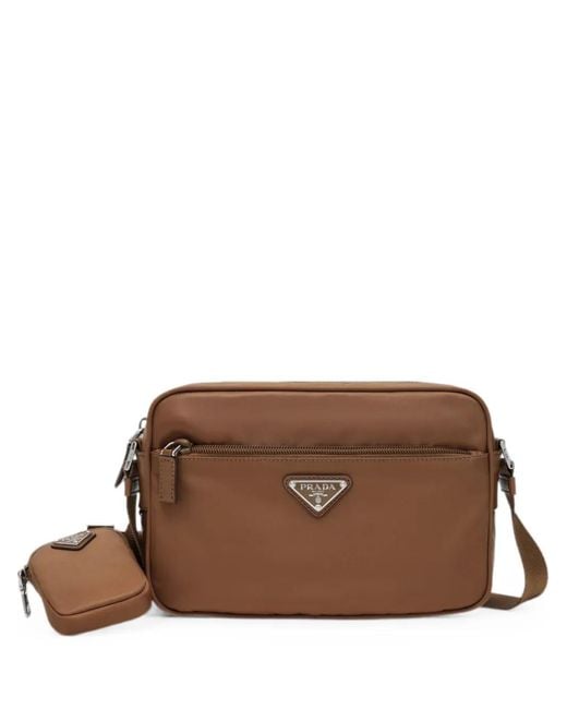 Prada Brown Mini Re-Nylon Logo-Plaque Cross Body Bag