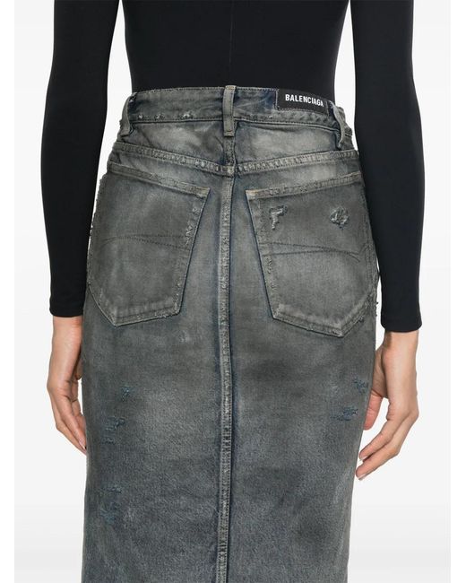 Balenciaga Gray Denim Long Skirt