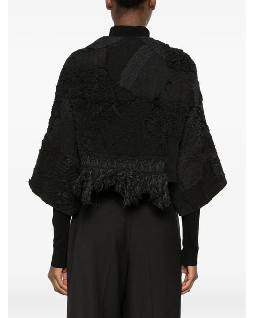 By Walid Black Bella Patchwork Fringed Jacket