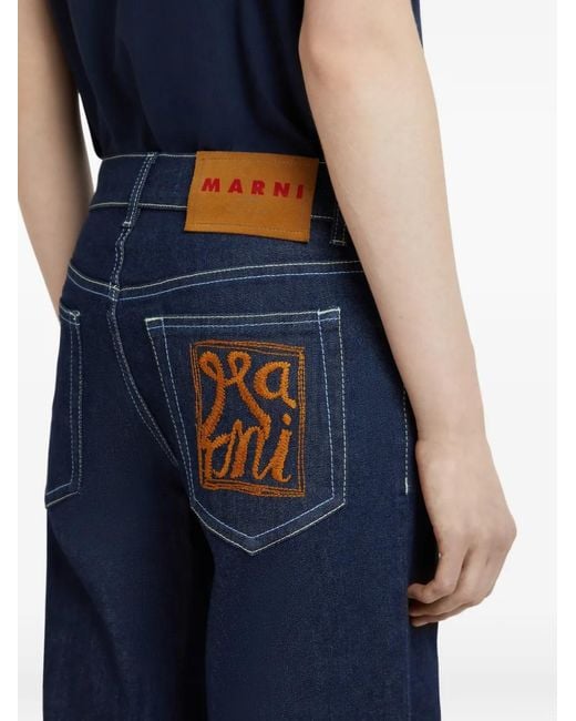 Pantalones con logo bordado Marni de color Blue