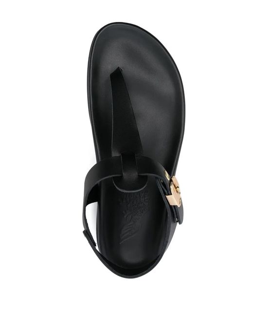 Ancient Greek Sandals Black Buckle-Fastening Sandals