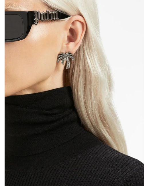 Palm Angels Blue Milford Rectangular-Frame Sunglasses