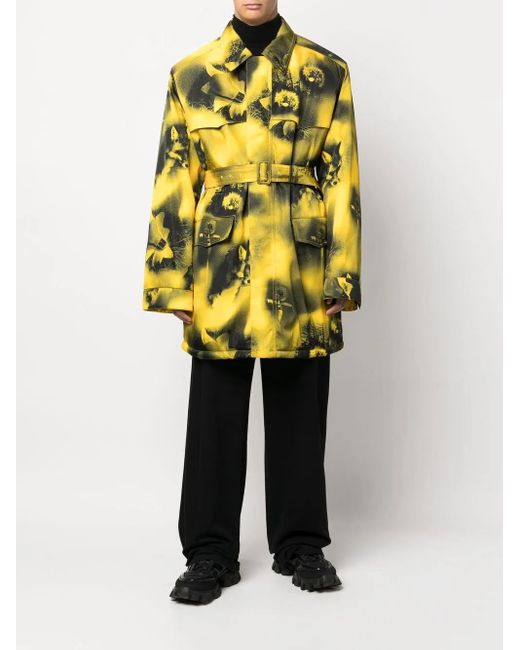 Prada Yellow Re-nylon Abstract-printed Parka Coat for men