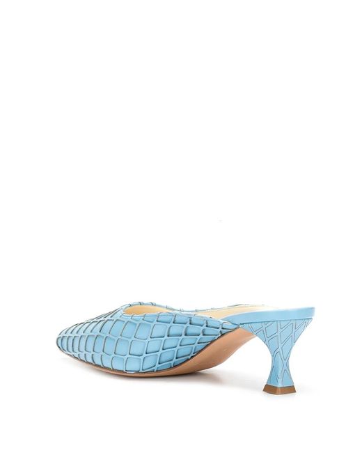 Rochas Blue Laser-Cut Mules
