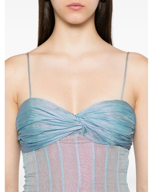 Maria Lucia Hohan Blue Giustina Pleated Silk Dress