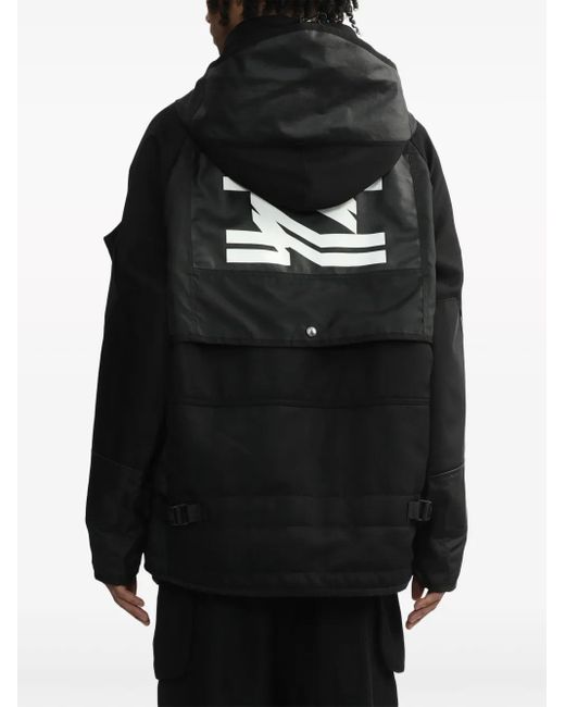 Junya Watanabe Black Logo-Print Hooded Jacket for men