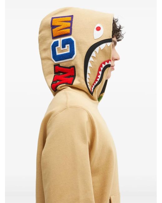 A Bathing Ape Hoodie mit Haimotiv in Natural für Herren
