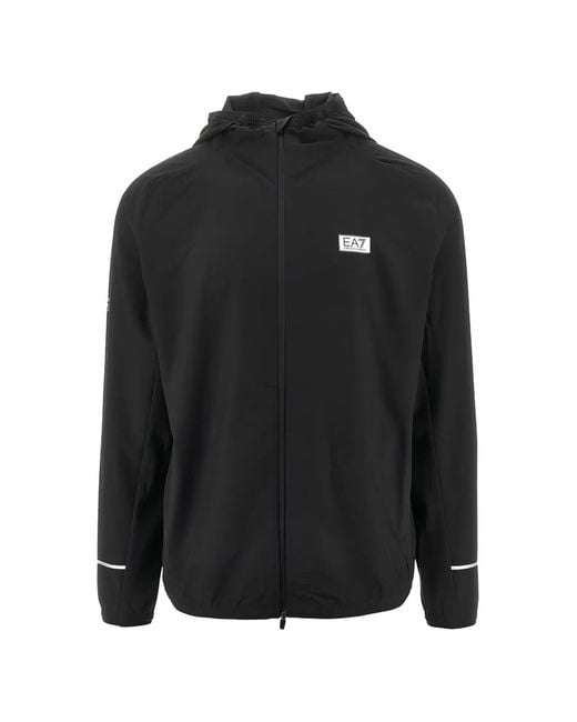 EA7 Black Zip-Up Hoodie for men