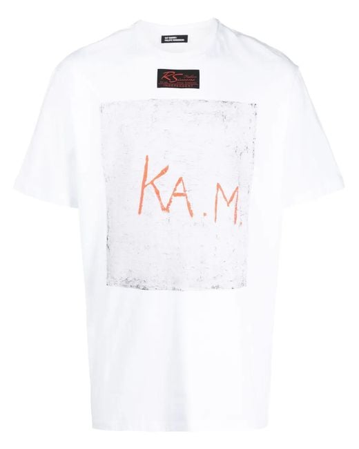 Raf Simons White Graphic-Print Short-Sleeve T-Shirt