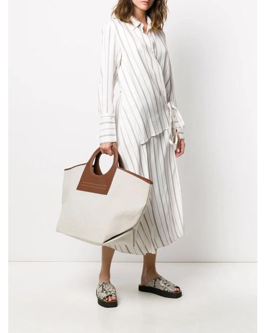 Hereu Brown Cala Leather-Trimmed Large Tote Bag