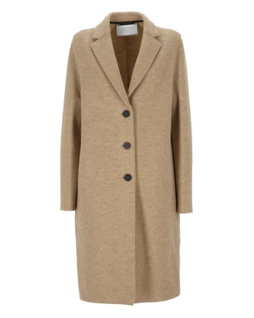 Harris Wharf London Natural Button-fastening Wool Coat