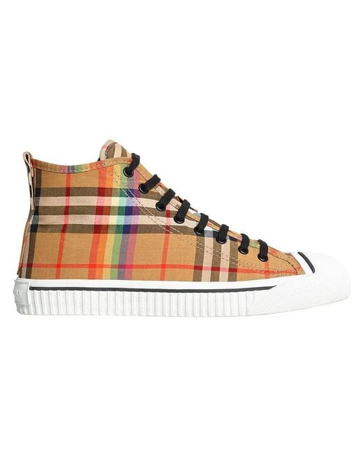 Burberry Brown Rainbow Vintage Check High-top Sneakers