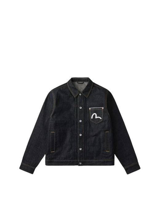 Evisu Black Dragon-Embroidered Denim Jacket for men