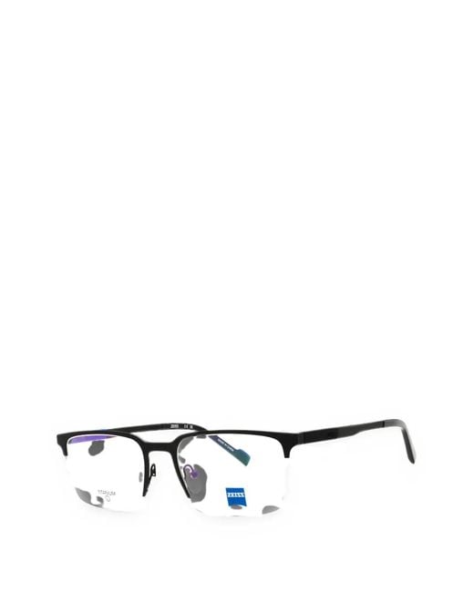 Zeiss Black Rectangle-Frame Glasses for men