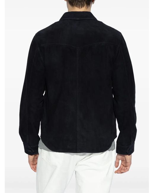 Officine Generale Blue Suede Jacket for men