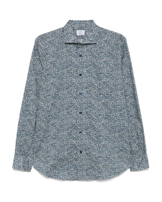 Mazzarelli Blue Abstract-Print Shirt for men
