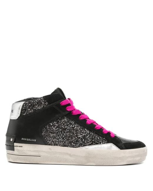 Crime London Black Sk8 Deluxe Glitter High-Top Sneakers