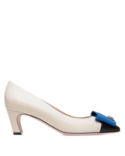 Bally White B-Bow Pumps