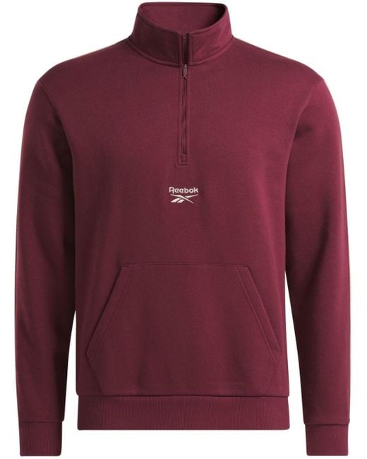 Reebok Logo-embroidery Quarter-zip Sweatshirt in Red for Men | Lyst