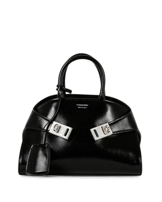 Ferragamo Black Hug Leather Tote Bag