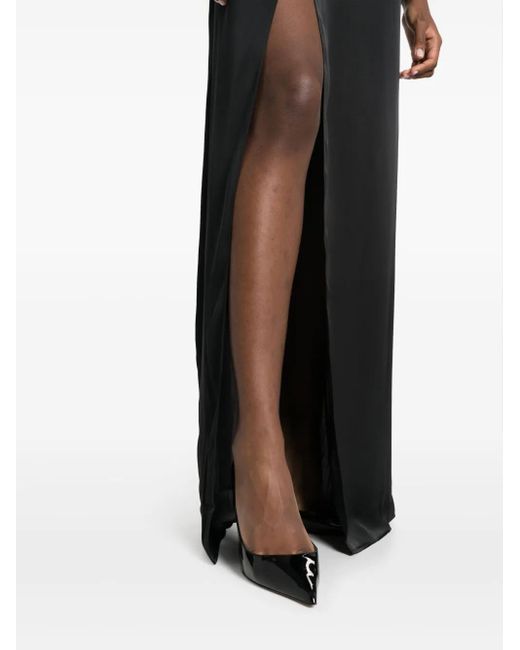 Maison Close Black Wrap-Design Satin-Finish Skirt