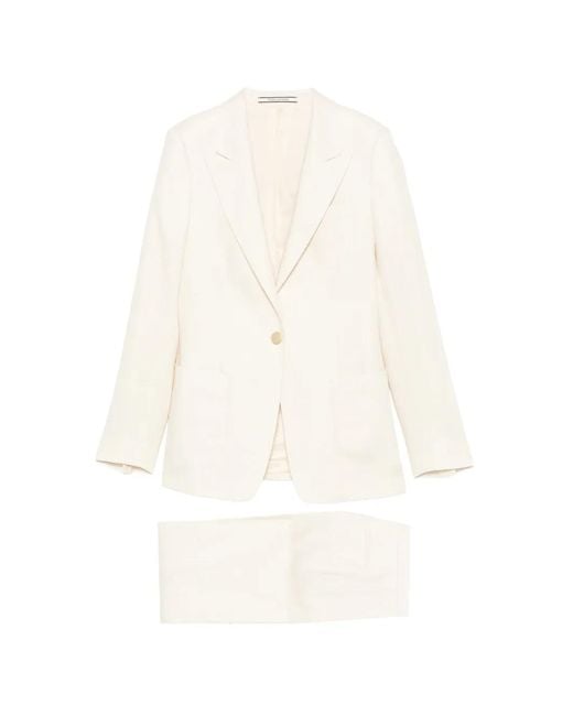 Tagliatore White Tailleur En Lin À Veste À Simple Boutonnage