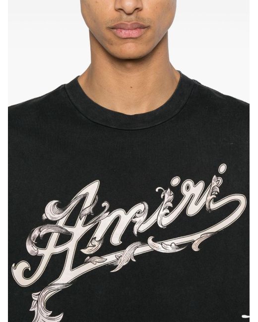 Amiri Black Logo-Printed Cotton T-Shirt for men