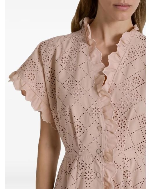Alberta Ferretti Pink Ruffled Openwork Dress