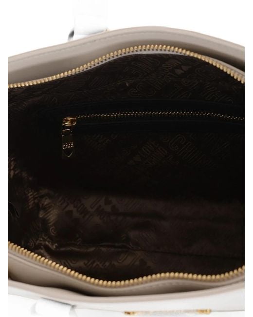 Moschino White Heart-Motif Pocket Tote Bag