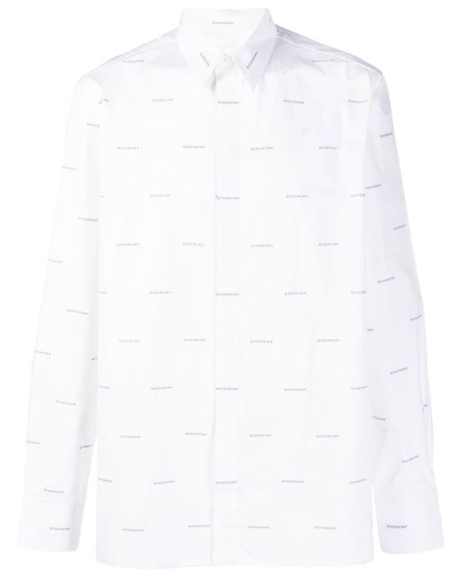 メンズ Givenchy オールオーバーロゴ シャツ White