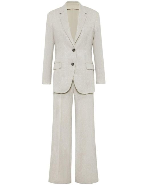 Brunello Cucinelli White Notched-lapels Single-breasted Suit