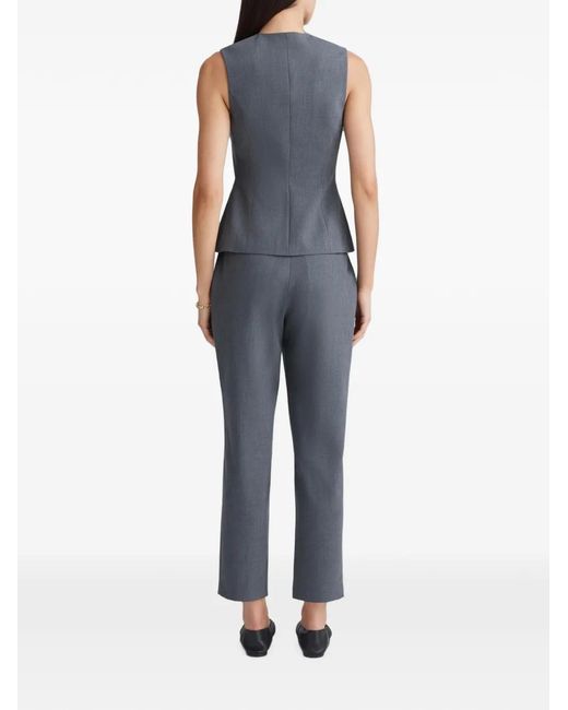 Anna Quan Blue Kendall Button-Fastening Peplum Top