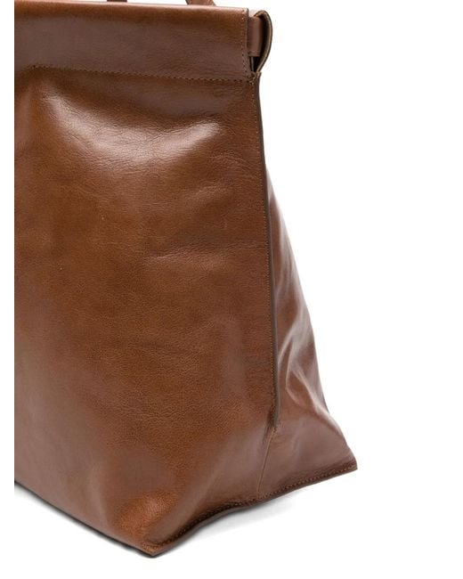 Leather tote bag Bea Mombaers de color Brown