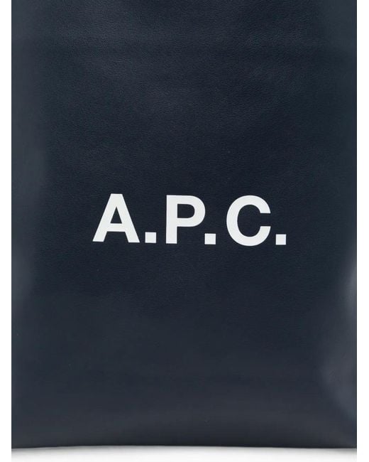 A.P.C. Blue Small Ninon Logo-Print Tote Bag