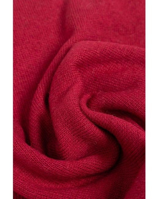 Moschino Red Intarsia-Knit Logo Scarf