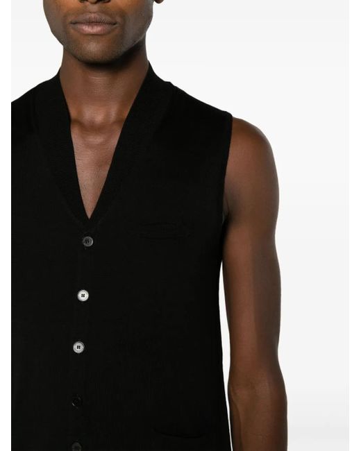 Ballantyne Black V-Neck Wool Vest for men